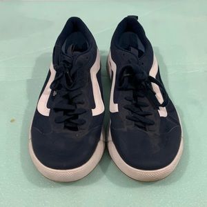 Vans low top, used, ultra range, blue and white, size 9.0 men’s.